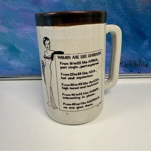 Vintage Mug Women are like Geography Large Stoneware Coffee Mug Joke Gift